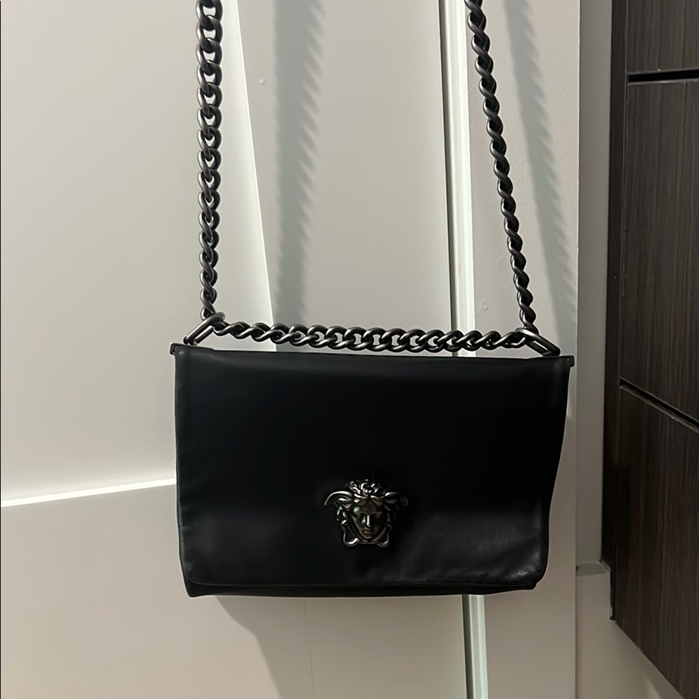 Versace Black Leather Shoulder Bag